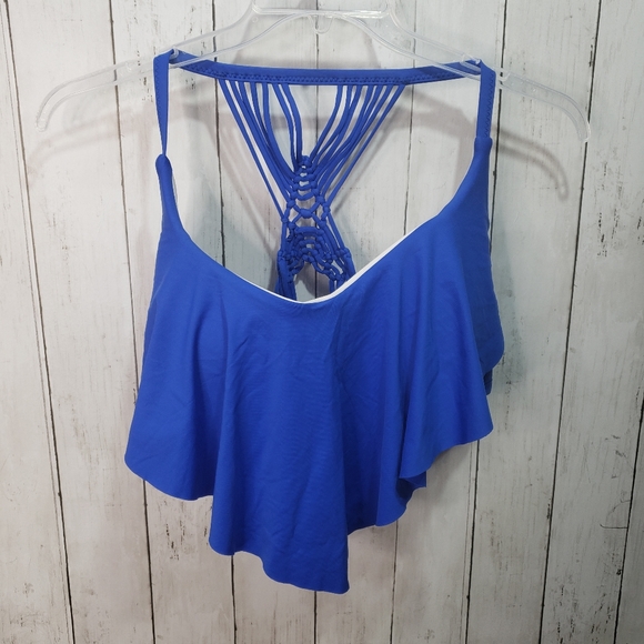 New! Bar lll Royal Blue Flounce Swim Top Strappy - Picture 1 of 5